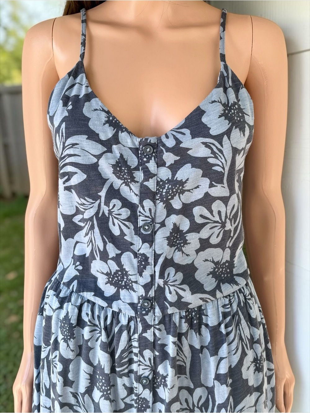 Market & Spruce Blue Floral Maxi Dress Pockets Size M Cotton Modal - Picture 2 of 9
